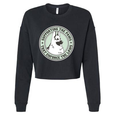 Supporting The Paws That Enforce The Laws Cropped Pullover Crew