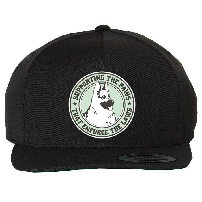 Supporting The Paws That Enforce The Laws Wool Snapback Cap