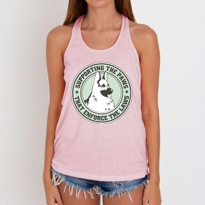 Supporting The Paws That Enforce The Laws Women's Knotted Racerback Tank