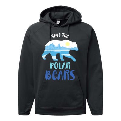 Save The Polar Bear Design For Climate Change Awareness Performance Fleece Hoodie