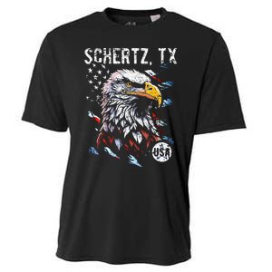 Schertz Texas Patriotic Eagle Usa Flag Cooling Performance Crew T-Shirt