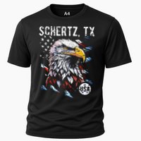 Schertz Texas Patriotic Eagle Usa Flag Cooling Performance Crew T-Shirt