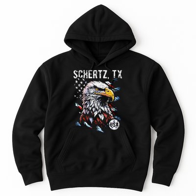 Schertz Texas Patriotic Eagle Usa Flag Hoodie
