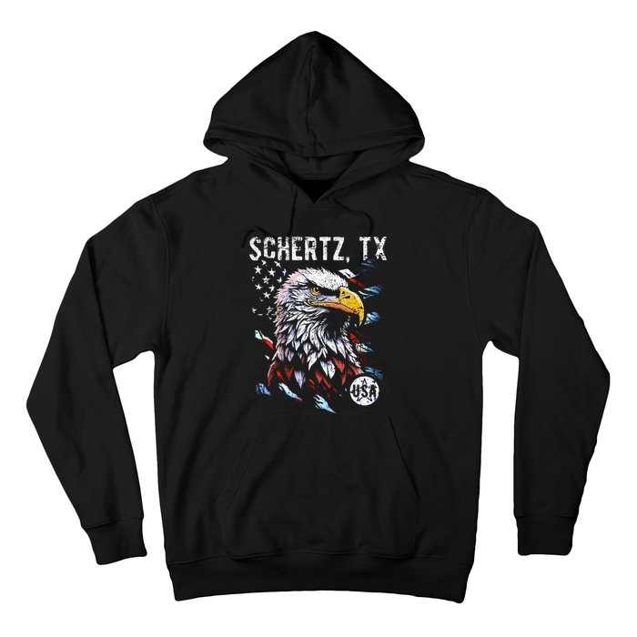 Schertz Texas Patriotic Eagle Usa Flag Hoodie