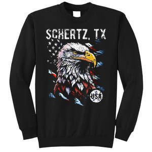 Schertz Texas Patriotic Eagle Usa Flag Sweatshirt