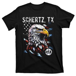 Schertz Texas Patriotic Eagle Usa Flag T-Shirt