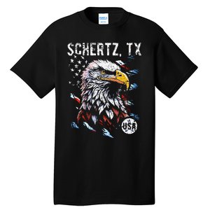 Schertz Texas Patriotic Eagle Usa Flag Tall T-Shirt