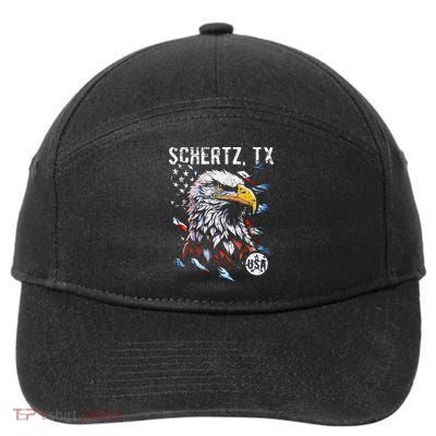 Schertz Texas Patriotic Eagle Usa Flag 7-Panel Snapback Hat