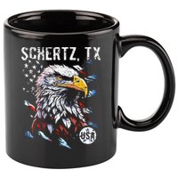 Schertz Texas Patriotic Eagle Usa Flag 11oz C Handle Ceramic Mug