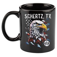 Schertz Texas Patriotic Eagle Usa Flag 11oz C Handle Ceramic Mug