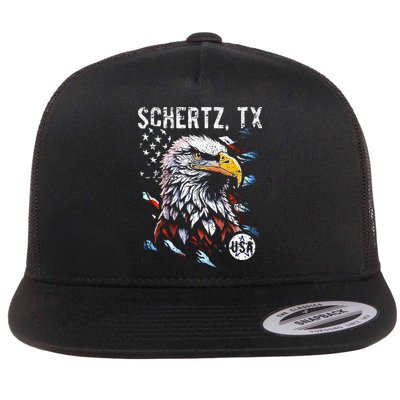 Schertz Texas Patriotic Eagle Usa Flag Flatbill Hat