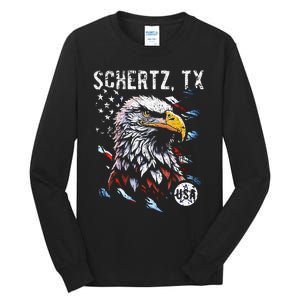 Schertz Texas Patriotic Eagle Usa Flag Tall Long Sleeve T-Shirt