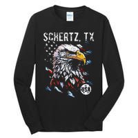 Schertz Texas Patriotic Eagle Usa Flag Tall Long Sleeve T-Shirt