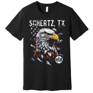 Schertz Texas Patriotic Eagle Usa Flag Premium T-Shirt