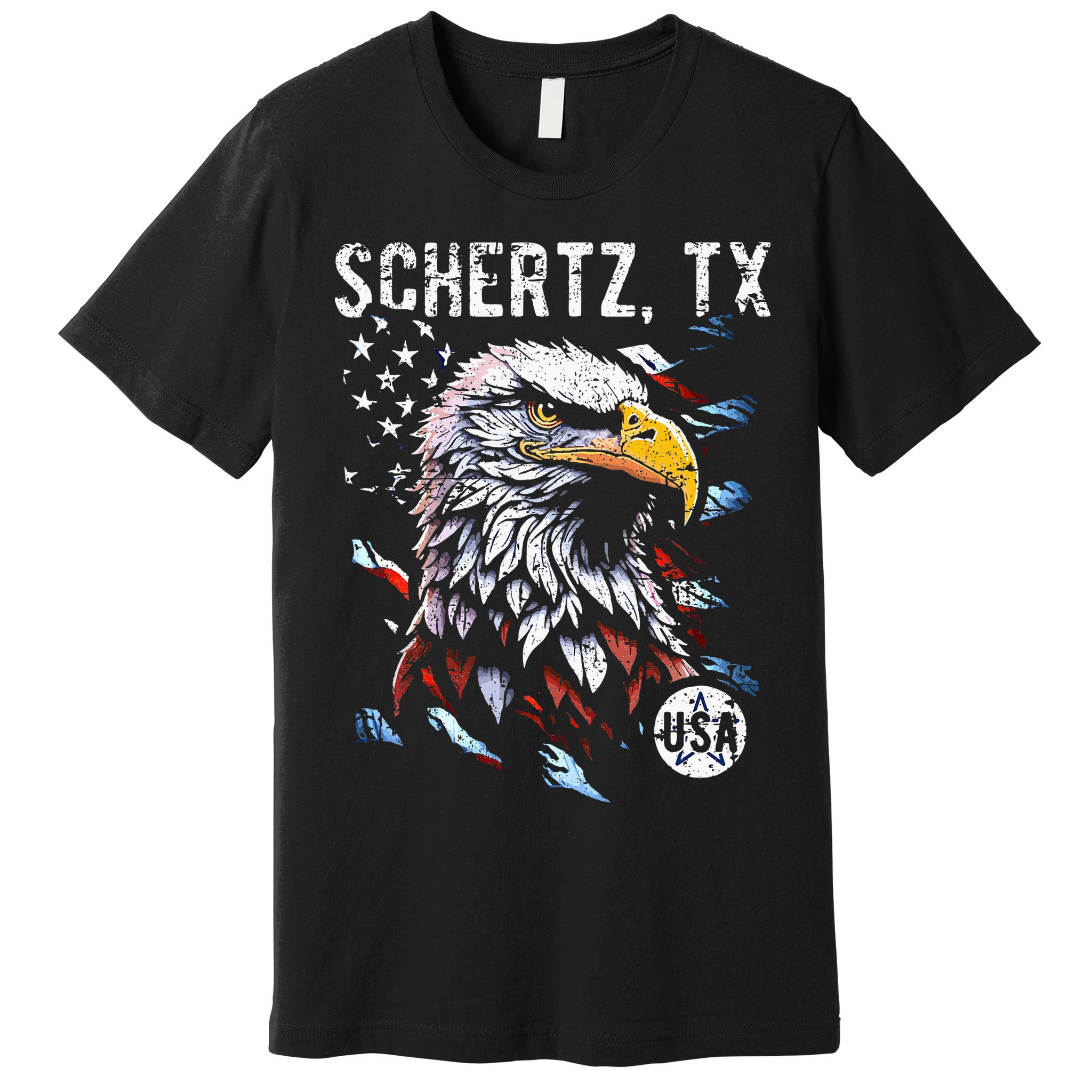 Schertz Texas Patriotic Eagle Usa Flag Premium T-Shirt