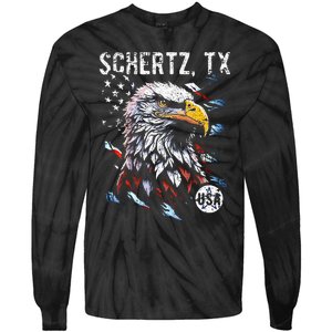 Schertz Texas Patriotic Eagle Usa Flag Tie-Dye Long Sleeve Shirt