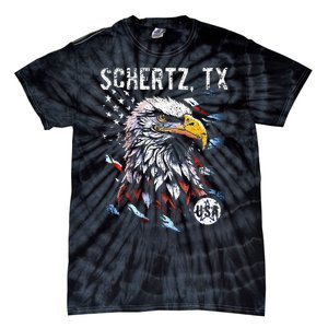 Schertz Texas Patriotic Eagle Usa Flag Tie-Dye T-Shirt