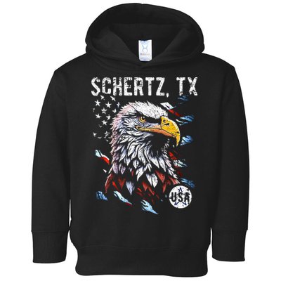 Schertz Texas Patriotic Eagle Usa Flag Toddler Hoodie