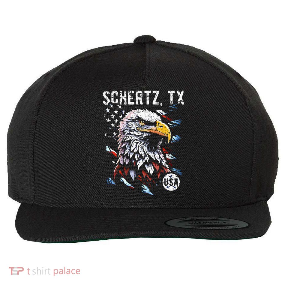 Schertz Texas Patriotic Eagle Usa Flag Wool Snapback Cap