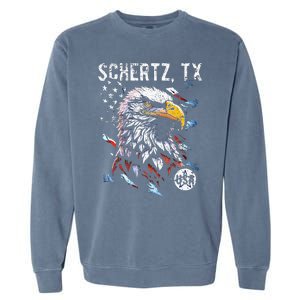 Schertz Texas Patriotic Eagle Usa Flag Garment-Dyed Sweatshirt