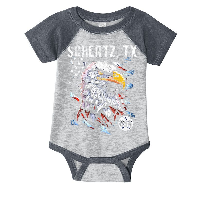 Schertz Texas Patriotic Eagle Usa Flag Infant Baby Jersey Bodysuit