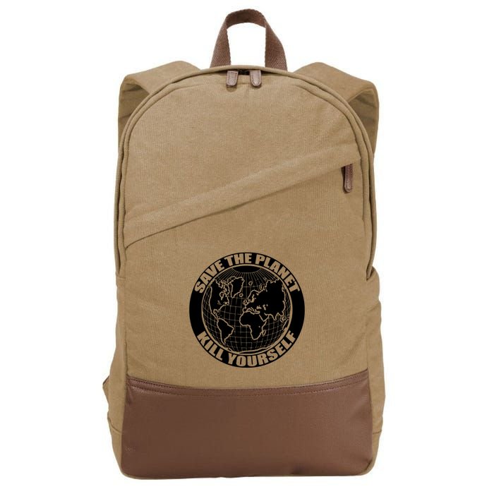 Save The Planet Kill Yourself Cotton Canvas Backpack