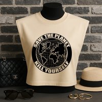 Save The Planet Kill Yourself Garment-Dyed Women's Muscle Tee