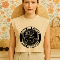 Save The Planet Kill Yourself Garment-Dyed Women's Muscle Tee