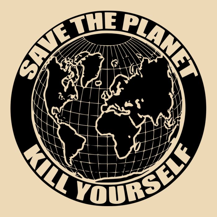 Save The Planet Kill Yourself Drawstring Bag