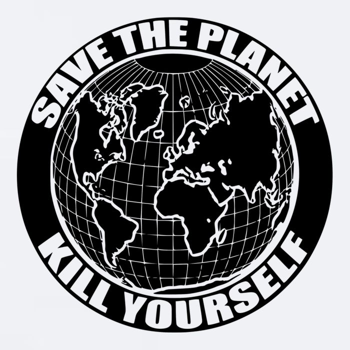 Save The Planet Kill Yourself Sueded Cloud Jersey T-Shirt