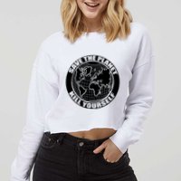 Save The Planet Kill Yourself Cropped Pullover Crew