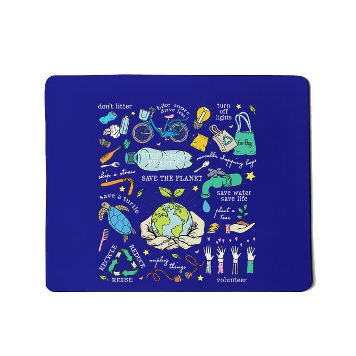 Save The Planet Reduce Reuse Recycle Earth Day Environmental Mousepad