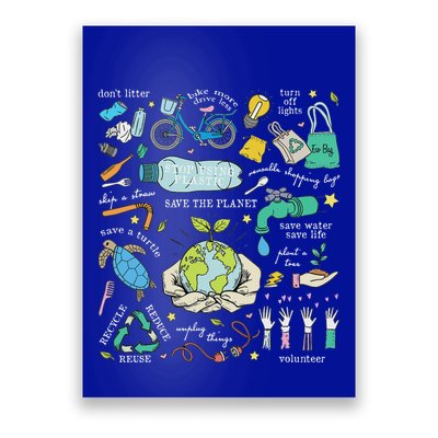 Save The Planet Reduce Reuse Recycle Earth Day Environmental Poster