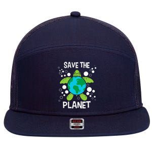 Save The Planet Environmental Protection Earth Day Climate 7 Panel Mesh Trucker Snapback Hat