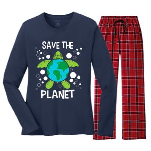 Save The Planet Environmental Protection Earth Day Climate Women's Long Sleeve Flannel Pajama Set 