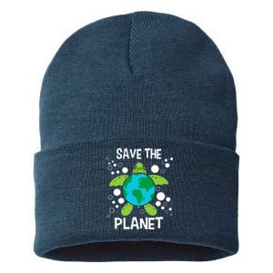 Save The Planet Environmental Protection Earth Day Climate Sustainable Knit Beanie