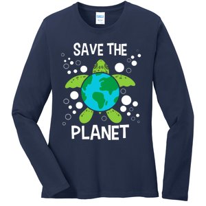 Save The Planet Environmental Protection Earth Day Climate Ladies Long Sleeve Shirt