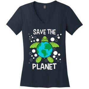 Save The Planet Environmental Protection Earth Day Climate Women's V-Neck T-Shirt