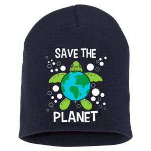 Save The Planet Environmental Protection Earth Day Climate Short Acrylic Beanie