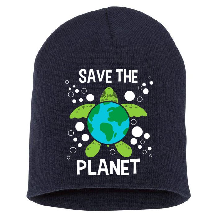 Save The Planet Environmental Protection Earth Day Climate Short Acrylic Beanie