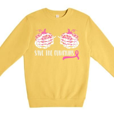 Save The Pumpkins Breast Cancer Awareness Halloween Premium Crewneck Sweatshirt