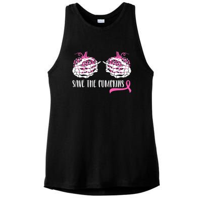 Save The Pumpkins Breast Cancer Awareness Halloween Ladies PosiCharge Tri-Blend Wicking Tank