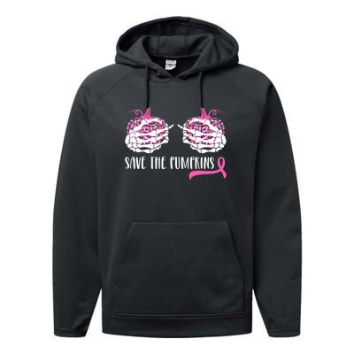 Save The Pumpkins Breast Cancer Awareness Halloween Performance Fleece Hoodie