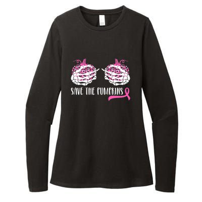 Save The Pumpkins Breast Cancer Awareness Halloween Womens CVC Long Sleeve Shirt