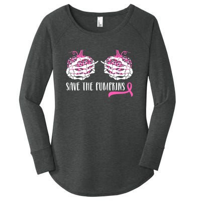 Save The Pumpkins Breast Cancer Awareness Halloween Women's Perfect Tri Tunic Long Sleeve Shirt