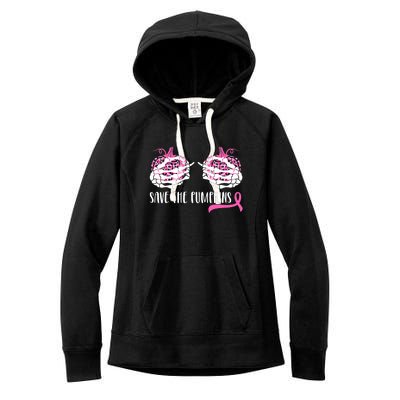 Save The Pumpkins Breast Cancer Awareness Halloween Women's Fleece Hoodie