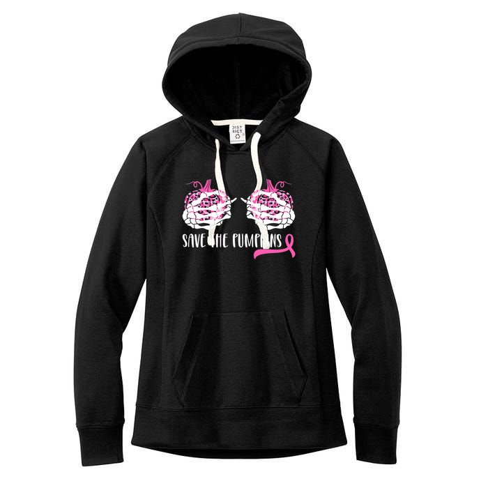 Save The Pumpkins Breast Cancer Awareness Halloween Women's Fleece Hoodie