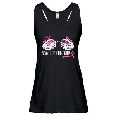 Save The Pumpkins Breast Cancer Awareness Halloween Ladies Essential Flowy Tank