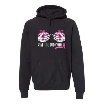 Save The Pumpkins Breast Cancer Awareness Halloween Premium Hoodie