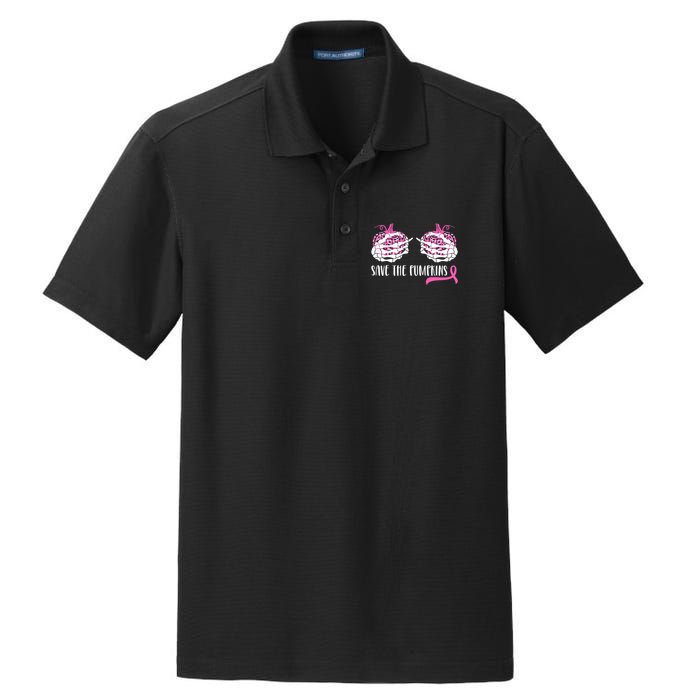 Save The Pumpkins Breast Cancer Awareness Halloween Dry Zone Grid Polo